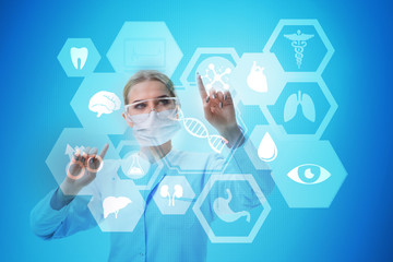 Woman doctor in telemedicine futuristic concept