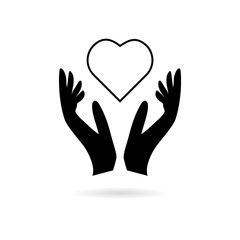 Heart in hands sign icon, Donation icon