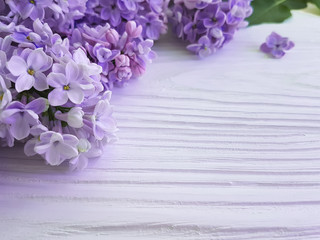Lilac beautiful on white wooden