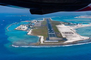 Aerial view of the main airport, Malé, Maldives, INndian Ocean