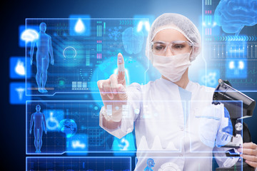 Woman doctor in telemedicine futuristic concept