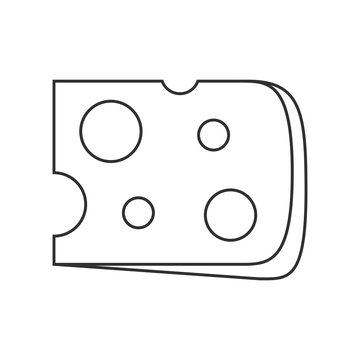 recommend clip art: Cheese slice icon in black flat outline design