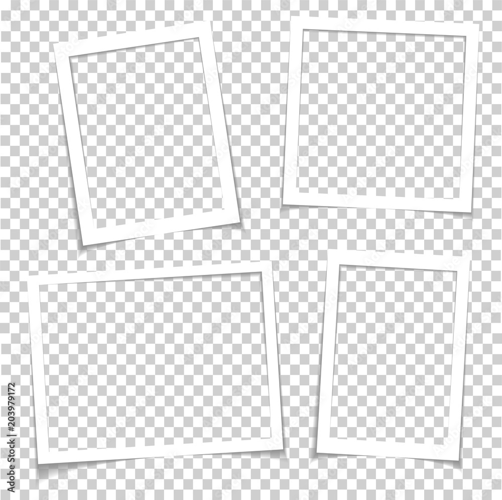 Poster photo frames with realistic drop shadow vector effect isolated. image borders with 3d shadows. empty