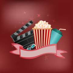 vector poster for advertising cinema or movie on a red background