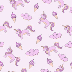 vector seamless pattern on a pink background unicorn ponies pink