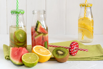 Refreshing summer homemade lemonade. Detox fruit water.