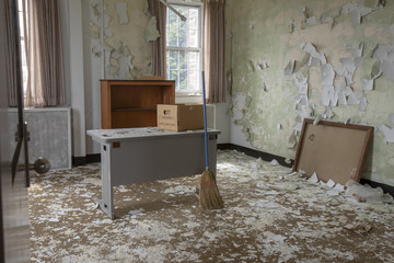 Abandoned office with desk