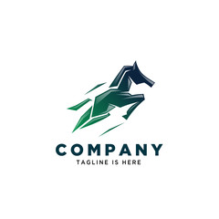 abstract jumping horse art logo