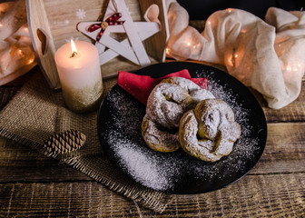 Dough dainted by the woman on the board
