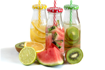 Refreshing summer homemade lemonade. Detox fruit water.
