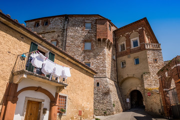 SERRE di RAPOLANO, TUSCANY, Italy - the ancient village, medieval entrance