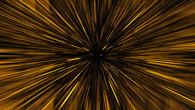 Yellow Rays Sunshine. Star glow. Space Star Warp or Hyperspace Travel Speed Effect .