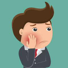 Businessman having toothache - Vector illustration.
