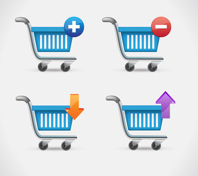 Shopping busket icon in realistic style isolated on white background. E-commerce symbol stock