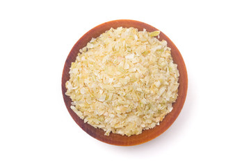 Dried Minced Onions on a White Background