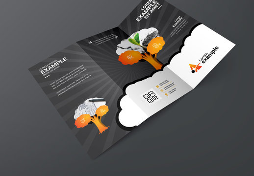 Trifold Brochure Layout with Tree Illustration