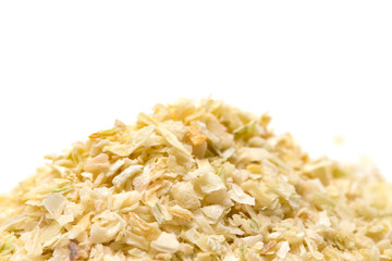 Dried Minced Onions on a White Background