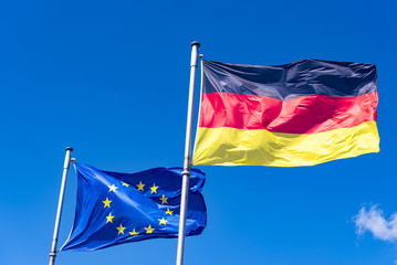 Flags of Germany and EU in Berlin in Germany	