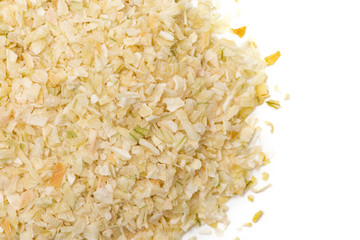 Dried Minced Onions on a White Background