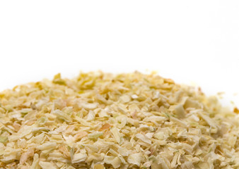 Dried Minced Onions on a White Background