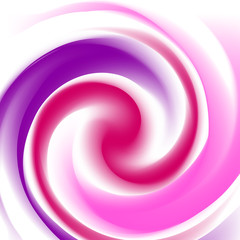 Concise vector graphic element with tunnel pattern image on white background. Square object for web design, pure colors twisted in a spiral. Monochrome shades of pink, purple and Magenta. Berry jam.