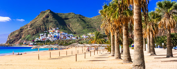 Best beaches of Tenerife - Las Teresitas near Santa Cruz. Canary islands