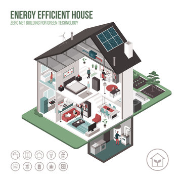 Contemporary energy efficient house interiors