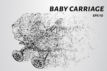 Baby carriage. With baby stroller wind tears the particles