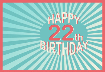 Happy 22th Birthday in cartoon style