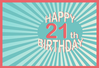Happy 21th Birthday in cartoon style