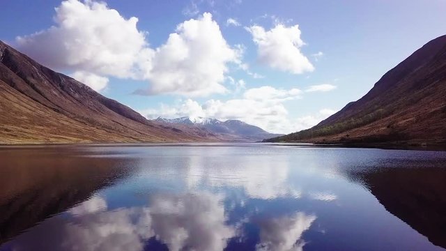 Aerial flyover Loch Etive