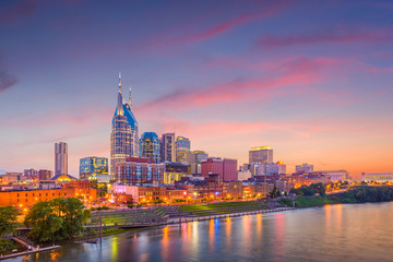 Fototapeta na wymiar Nashville, Tennessee, USA downtown city skyline on the Cumberland River.