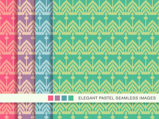 Seamless pastel background set Stitch Cross Triangle Line Frame