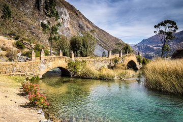 Old colonial bridge in the Yayus National Reserve. The Yauyos reserve in Peru is a pure hidden jewel. Most of the villages are abandoned and only a handful of people are still living there.