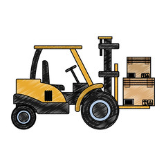 Forklift with boxes vector illustration graphic design