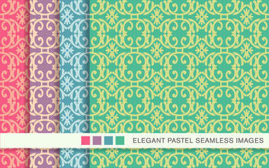 Seamless pastel background set Spiral Curve Cross Frame Flower