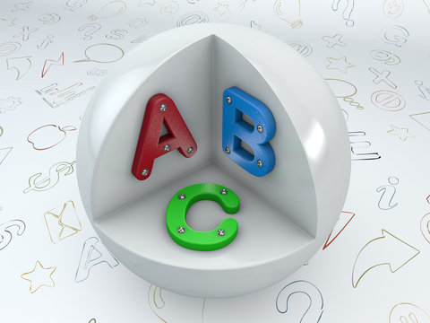 ABC Letters on a White Ball