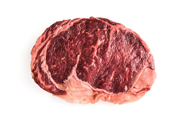 Obraz premium Marbling ribeye steak isolated on white background. Prime rib beef chop