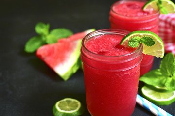 Watermelon smoothie with lime and mint.