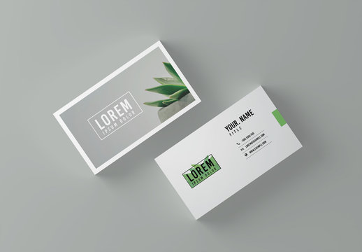 Business Card Layout with Leaf Illustration