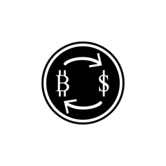 Currency Exchange symbol with arrow, from bitcoin to dollar icon