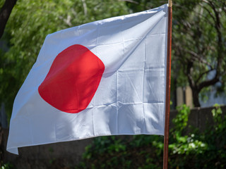 Japanese land of the rising sun flag in the wind