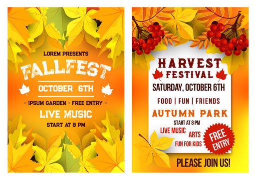 Autumn festival music picnic vector poster