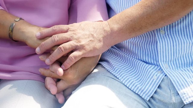 Close up hand of old couple people. Healthcare lifestyle retirement concept. 4k resolution. 