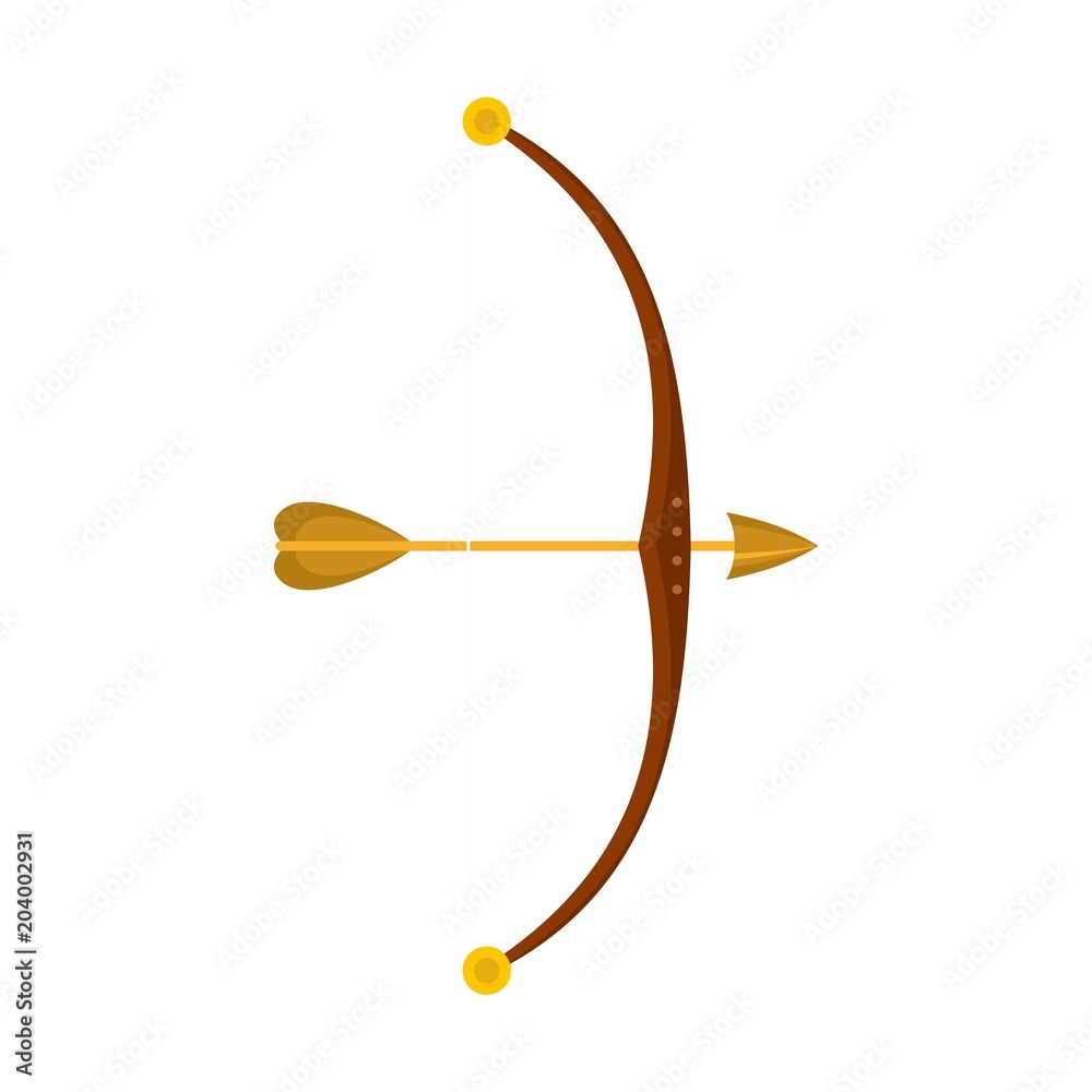 Sticker bow and arrow icon. flat illustration of bow and arrow vector icon for web