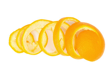 orange Spiral peel isolated on white background