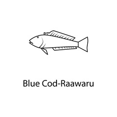 blue cod raawaru icon. Element of marine life for mobile concept and web apps. Thin line blue cod raawaru icon can be used for web and mobile. Premium icon