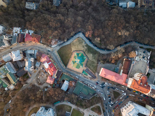on top of view of St. Andrew's Church or the Cathedral of St. Andrew in sity Kyiv