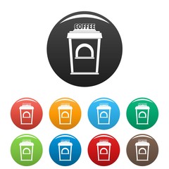 Coffee selling icon. Simple illustration of coffee selling vector icons set color isolated on white