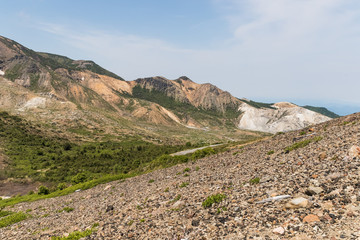 Azuma-Kofuji peak 1707 meters ,Mount Azuma is a roughly 2000 meter tall, volcanic mountain range northeast of Mount Bandai along the border of Fukushima and Yamagata Prefectures